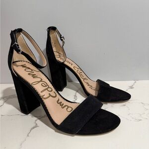 Sam Edelman Black Suede Yaro Block Heels